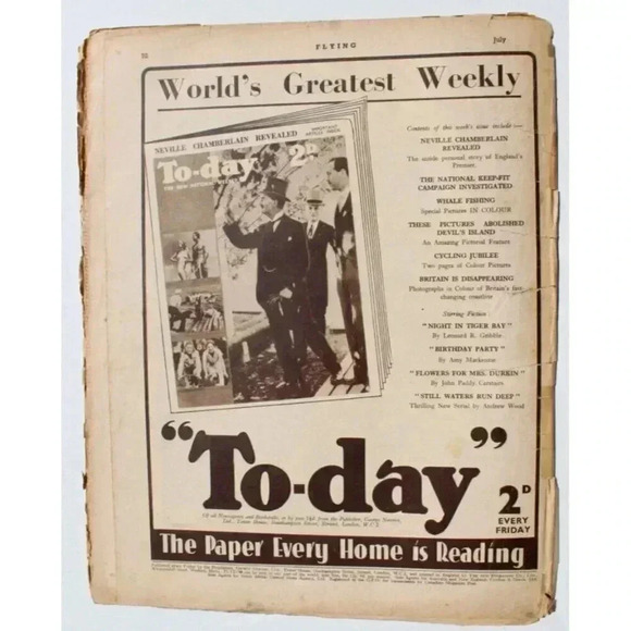 Vtg July 30, 1938 Flying Aviation Magazine Vol. 1 No. 18 Air Weekly - Picture 2 of 2